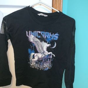“unicorns are real” long sleeve black shirt